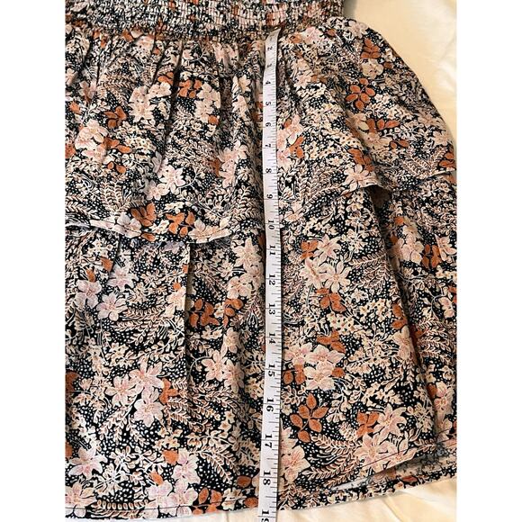 American Eagle Cotton Linen Blend Lined Dress XL Wrap V Neck Floral Tiered Skirt - Picture 9 of 13